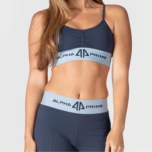 Alpha Prime Genesis Leggings & Sport Bra SET Women's Sz: L Dark Sapphire Color
